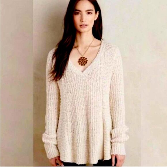 Anthropologie Moth Textured Asymmetric Sweater with a touch of Alpaca Sz XS - Picture 1 of 7